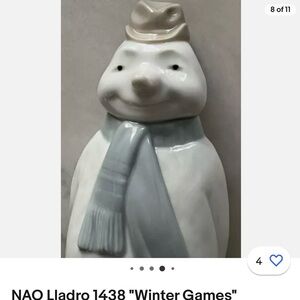 NAO Lladro 1438 “Winter Games” Snowman with child and puppy dog Figurine